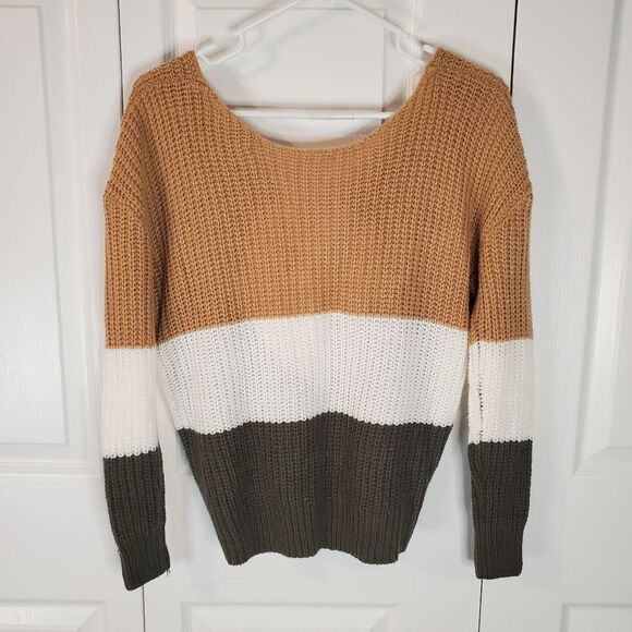 Fall Colorblock Knit Vneck Sweater - Picture 5 of 6